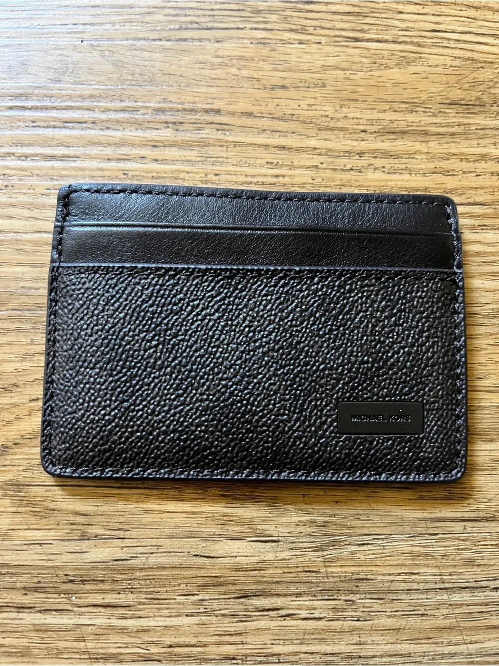 Michael Kors Mens Cooper Pebbled Leather Slim Card Case Wallet Credit Card